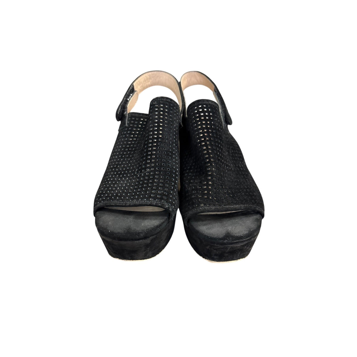 Sacha London Black Laser Cut Suede Sandals Sz 10