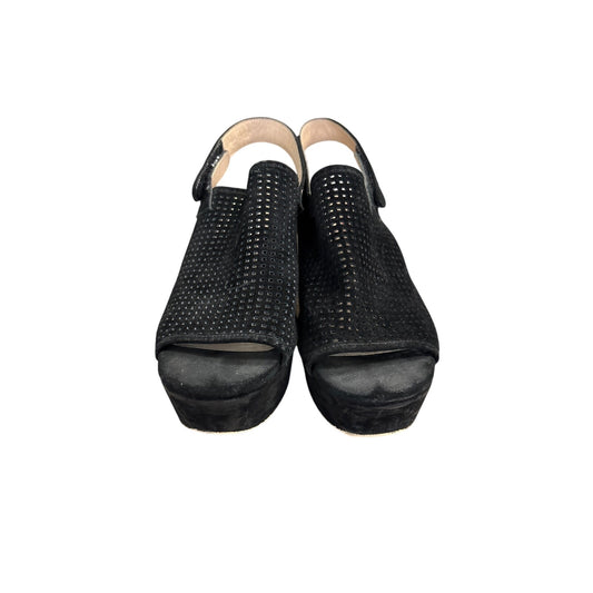 Sacha London Black Laser Cut Suede Sandals Sz 10