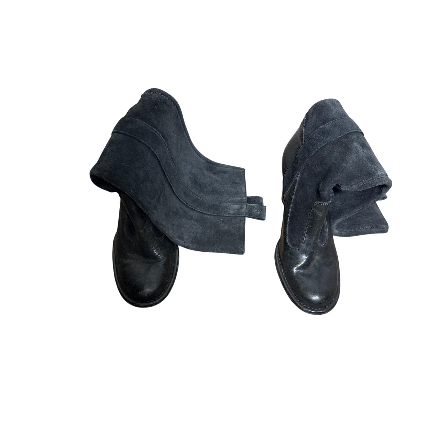 Frye The Villager Black Suede Pull On Boots Sz 8