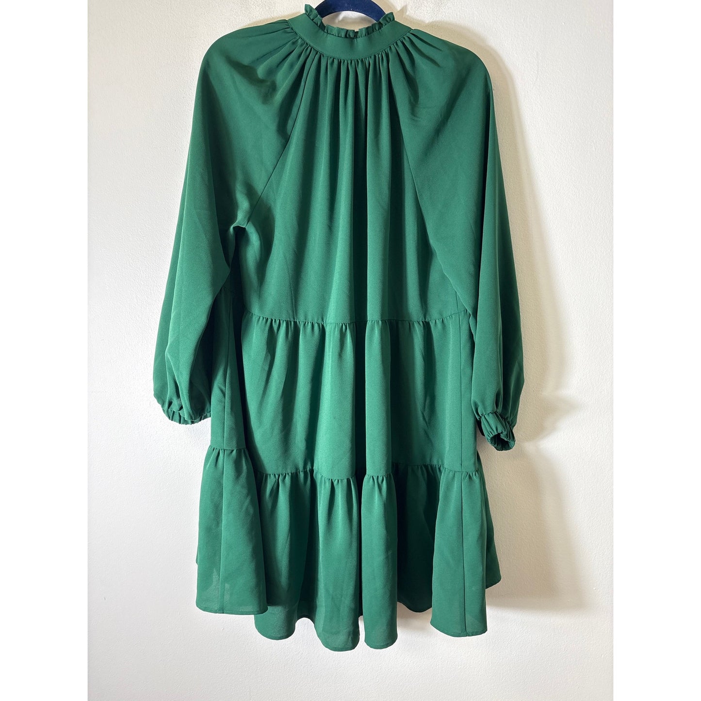 Crosby by Mollie Burch Green Long Sleeve Tiered Mini Dress Sz M