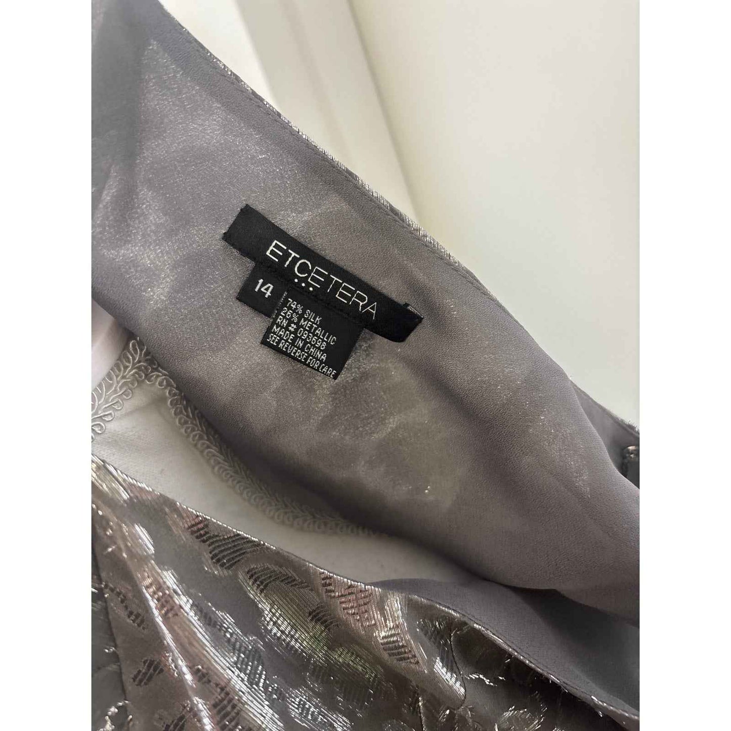 NWT Etcetera Gray Silver Sleeveless Layered Cocktail Top Sz 14