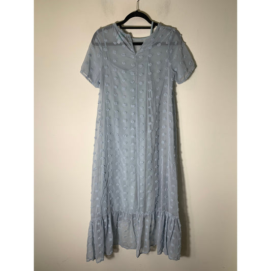Shop the Mint Light Blue Short Sleeve Sheer Pointelle Maxi Dress Sz S