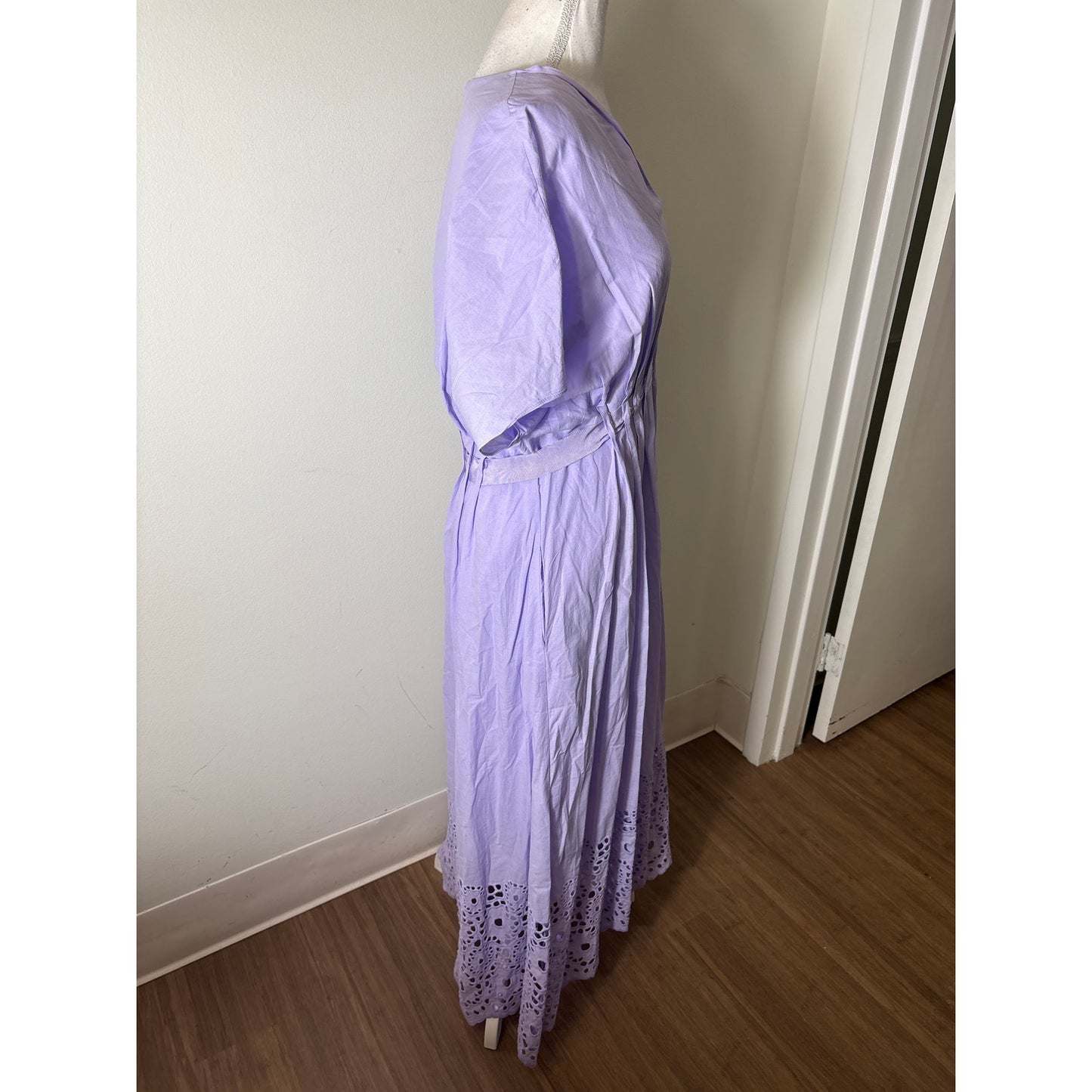 Pearl by Lela Rose Lavendar V Neck Flutter Sleeve Maxi Dress Sz 10