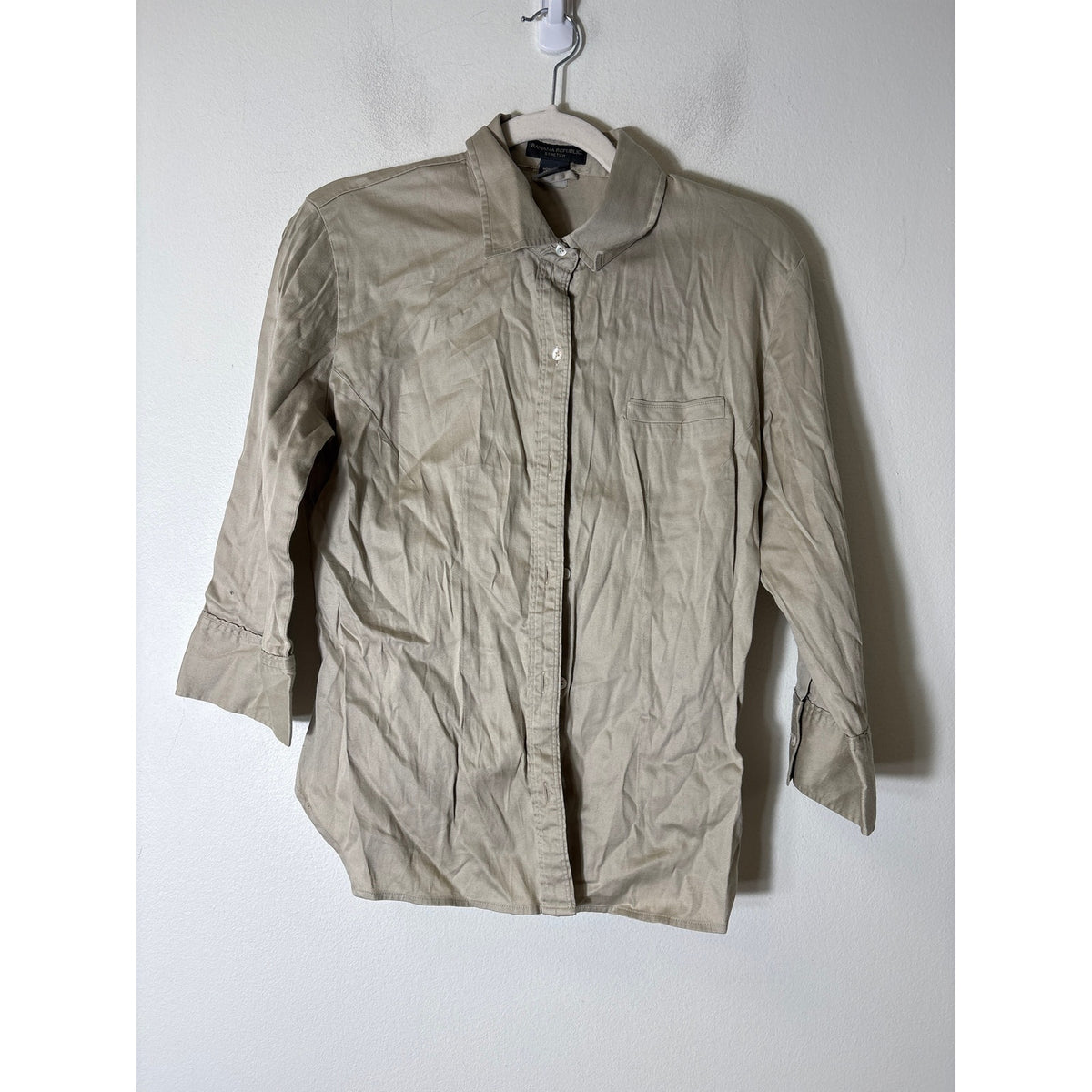 Banana Republic khaki button down Sz L
