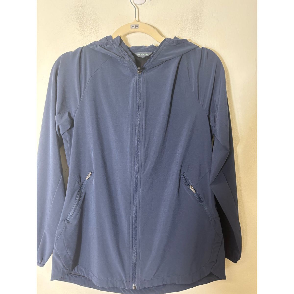 We Wander Navy Lightweight  Hooded Zip Jacket Sz XS