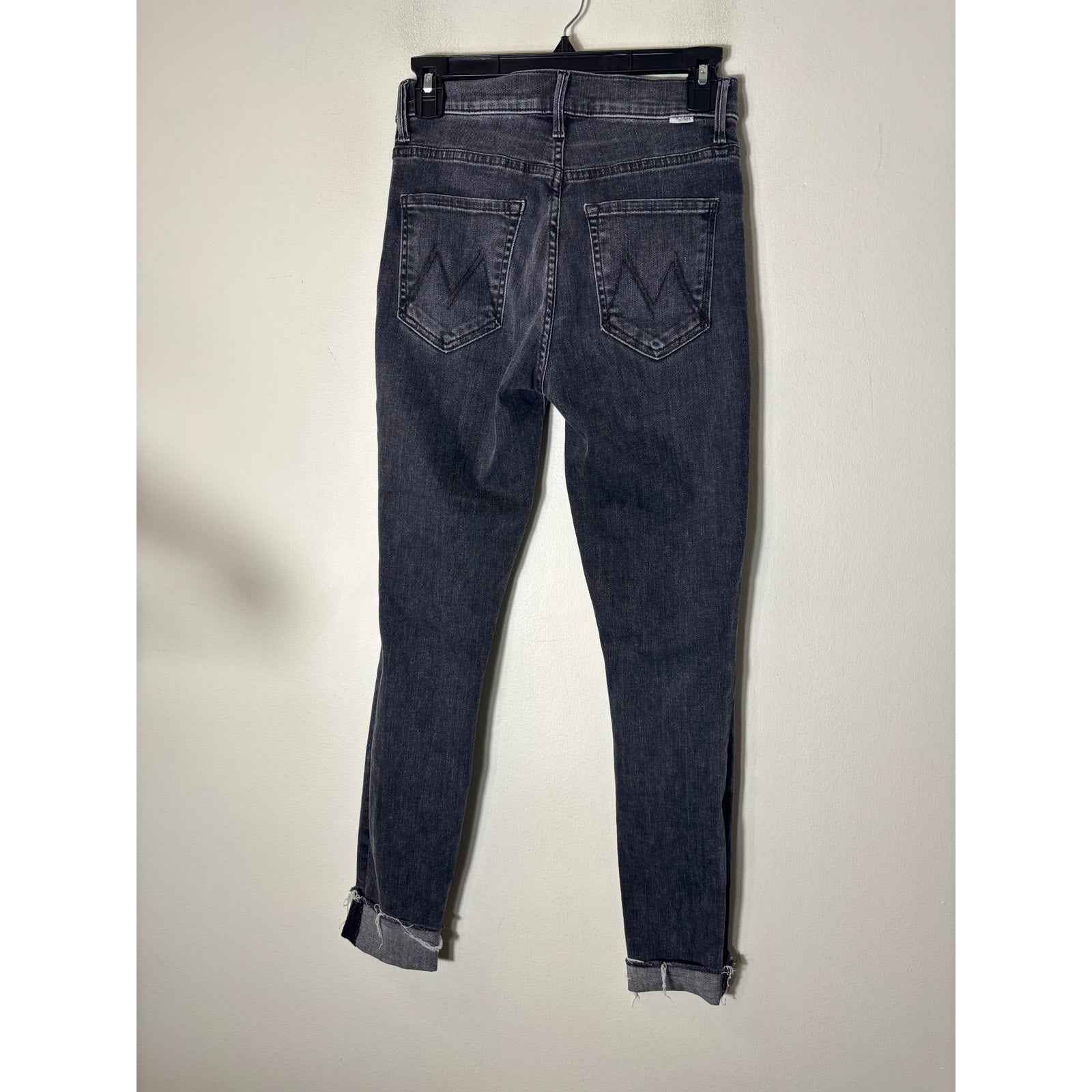 Mother Black Denim Skinny Ankle Button Fly Jeans Sz 26