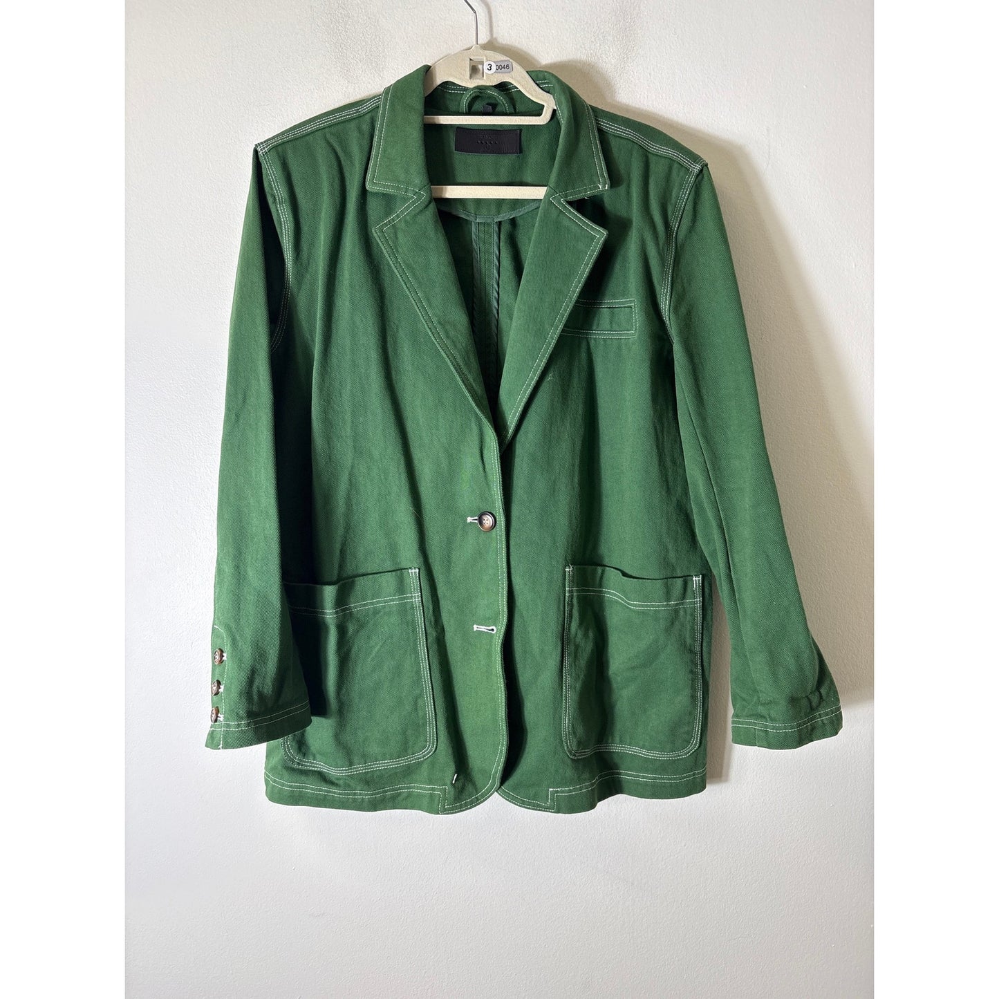BLANKNYC Deep Green Big Spin Denim Blazer Sz L