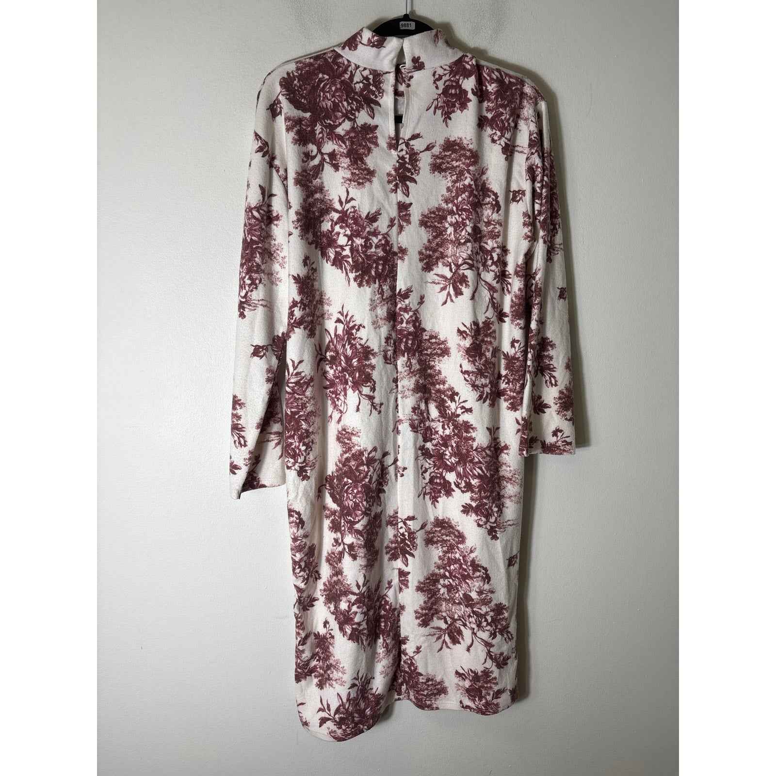 Zara Brown and Cream Soft Fleece Mock Neck Midi Sz M