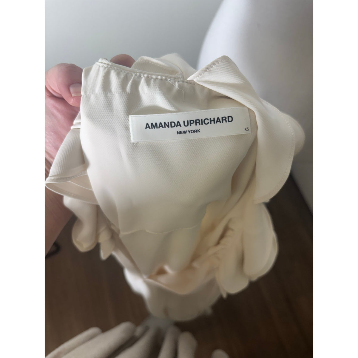 Amanda Uprichard Off White Flutter Sleeve Knee Length Dress Sz XS