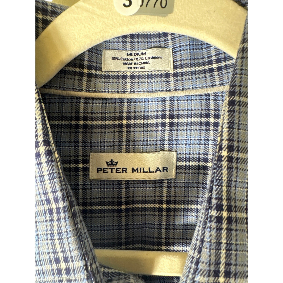 Men's Peter Millar Blue Plaid Long sleeve Button Down Shirt Sz M