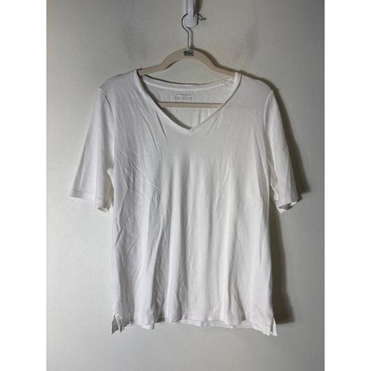 Talbots Half Sleeve V-Neck Cotton Tee Shirt Sz L