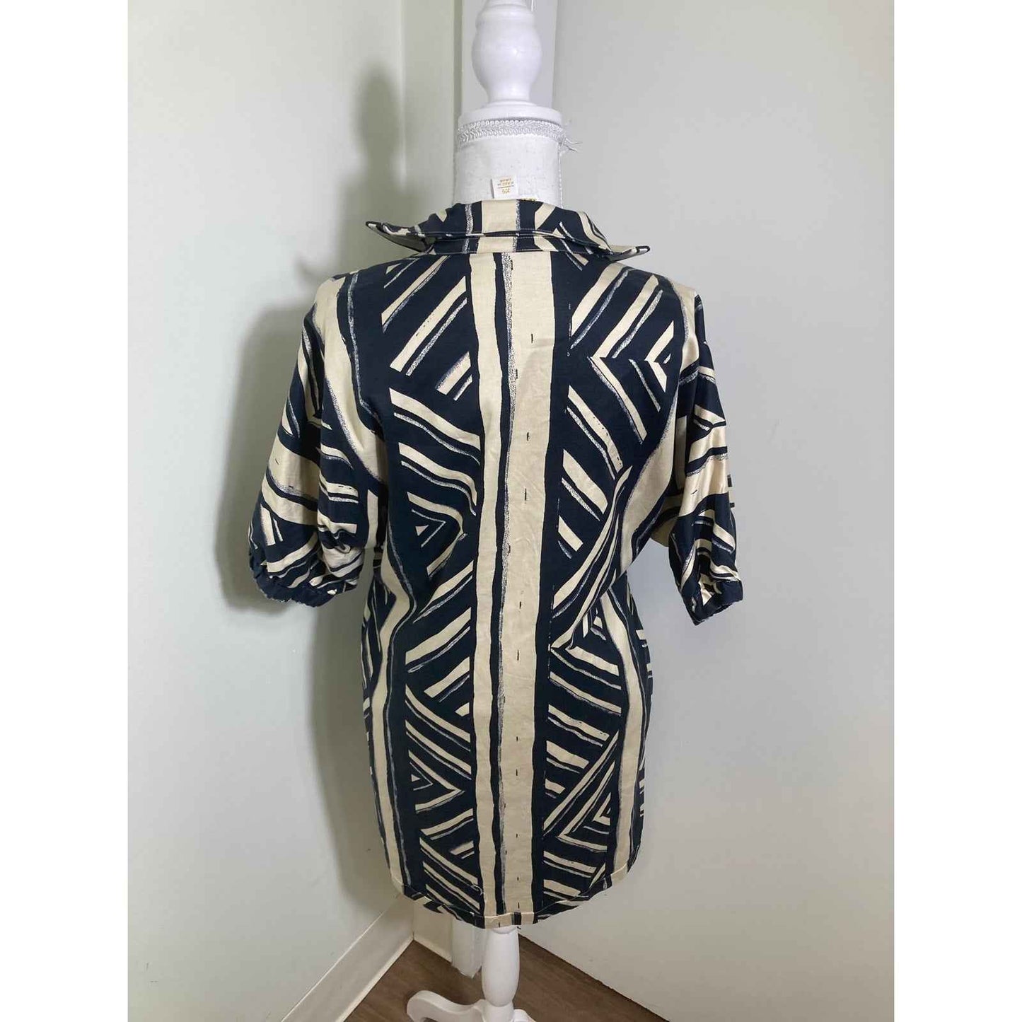 Emily McCarthy Navy and Cream Tuni Dress Sz XS