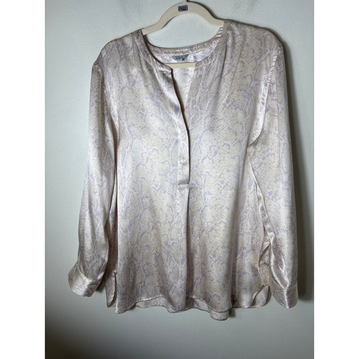 Rails Off White Muted Snakeskin Long Sleeve Silk Tunic Sz L