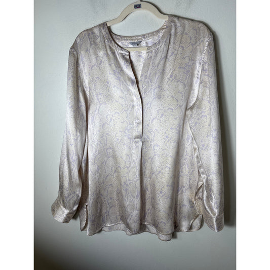 Rails Off White Muted Snakeskin Long Sleeve Silk Tunic Sz L