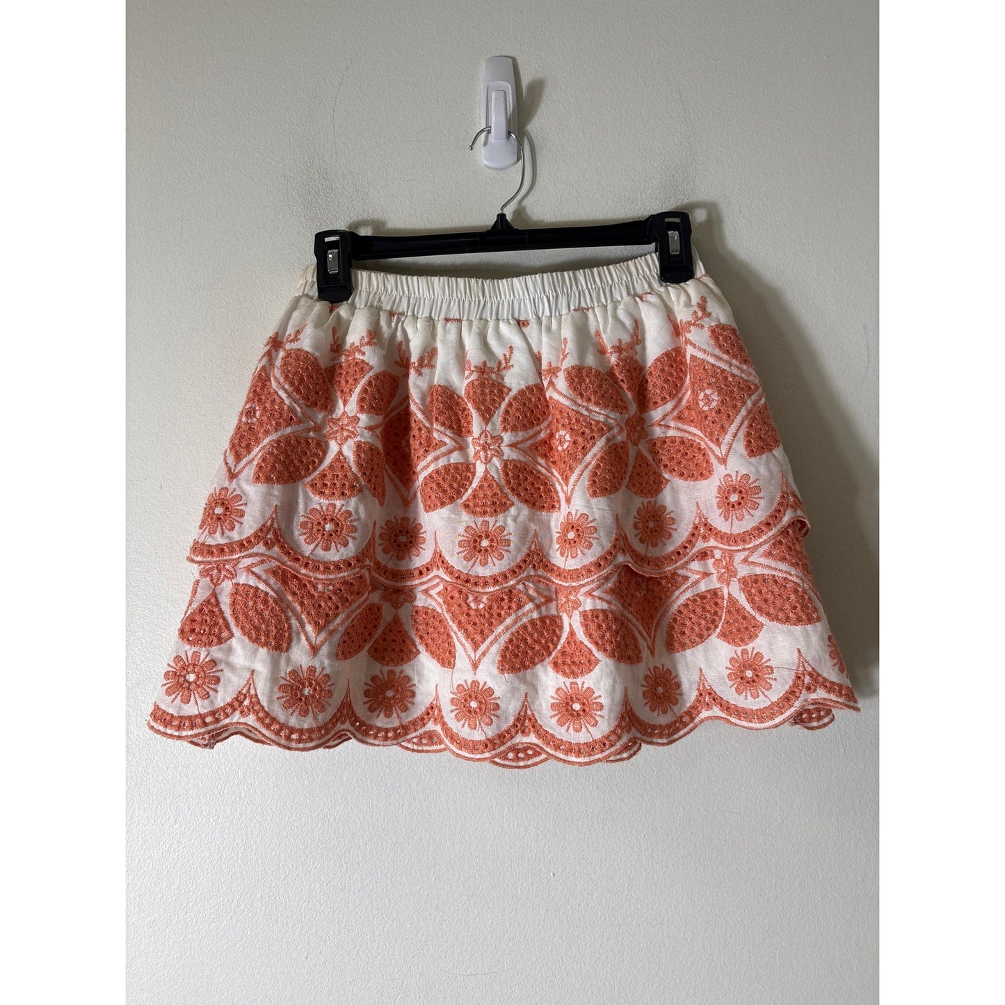 Illa Illa Peach and White Crop Top and Mini Skirt Set Sz S