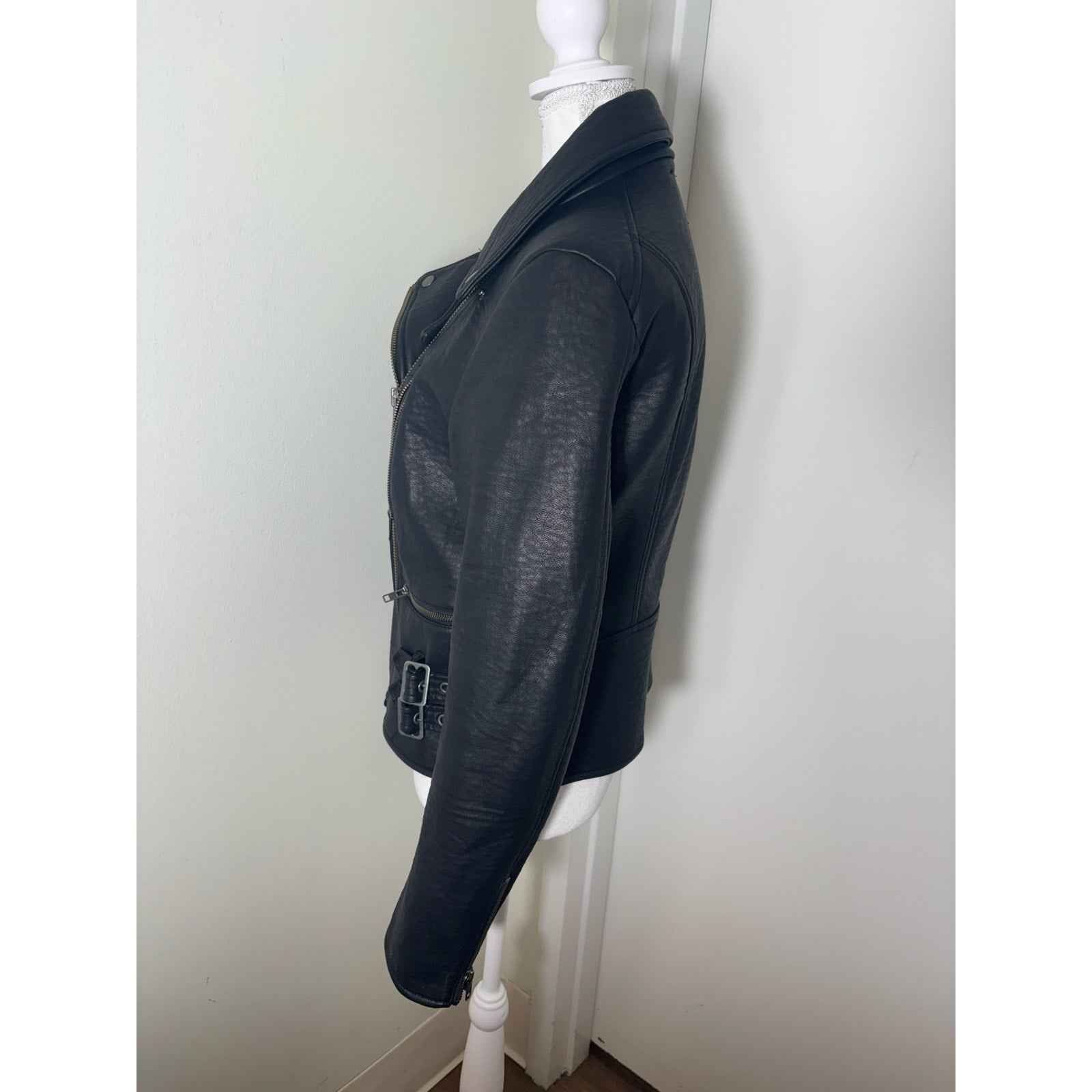 Free People Faux Leather Biker Jacket Sz 8