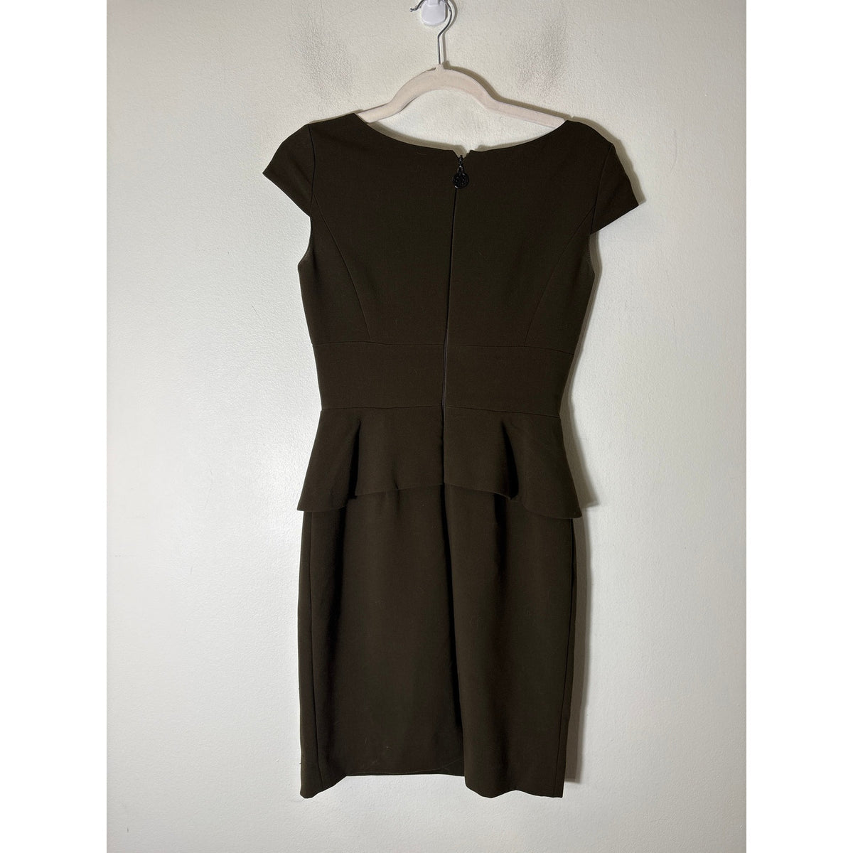 Antonio Melani Brown Cap Sleeve Peplum Knee Length Dress S 0