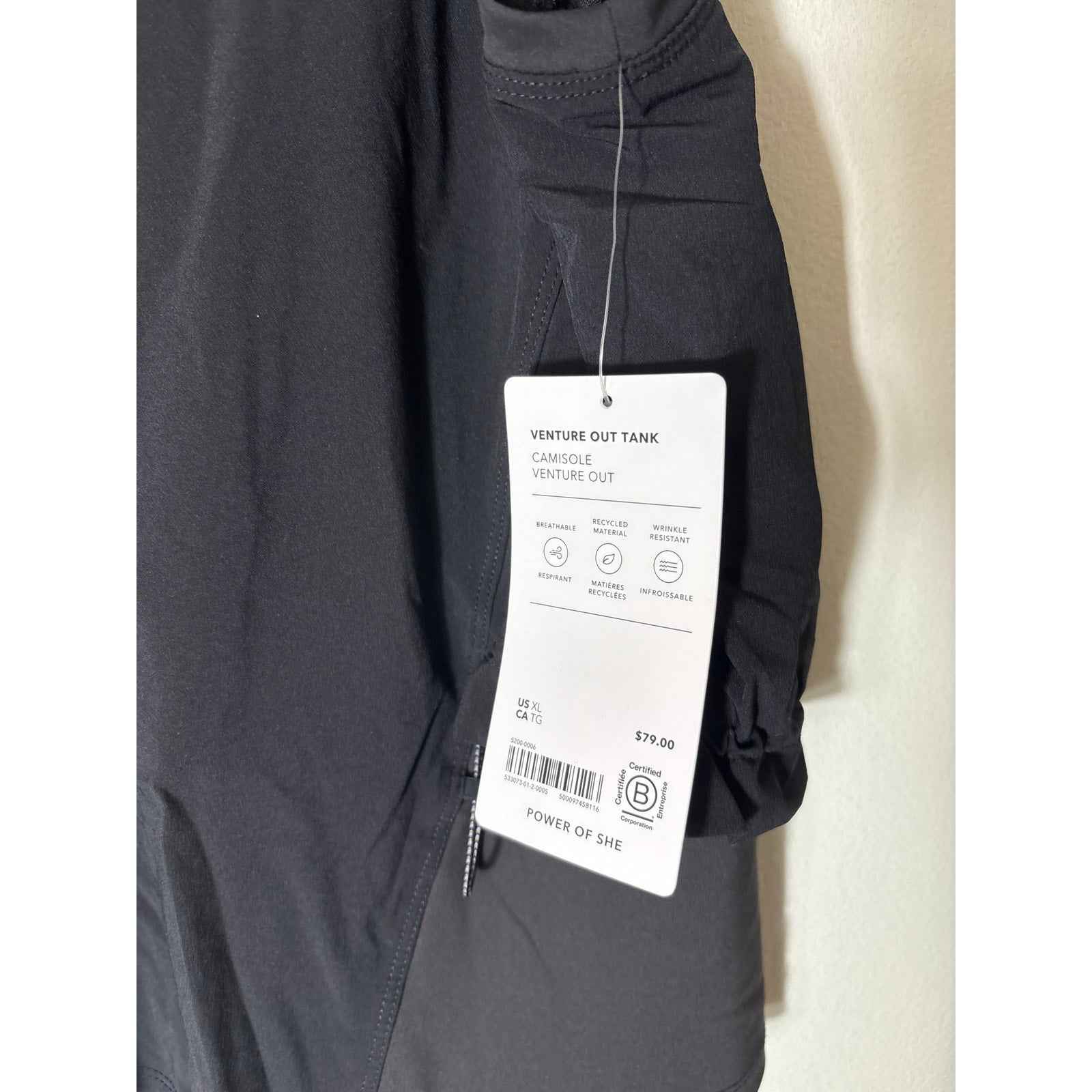 NWT Athleta Black Sleeveless Athletic Top with Side Cut Outs Sz XL