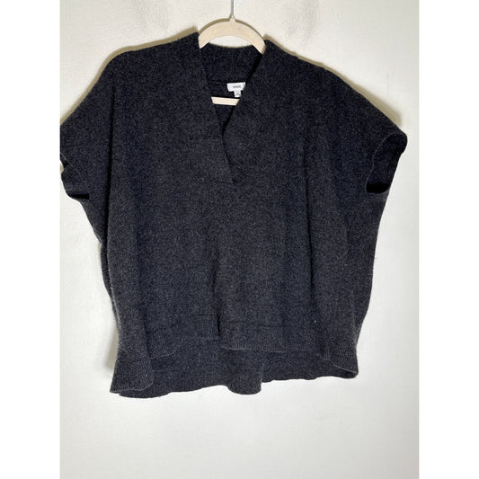 Vince Charcoal Gray Sleeveless V-Neck Boxy Sweater Sz L