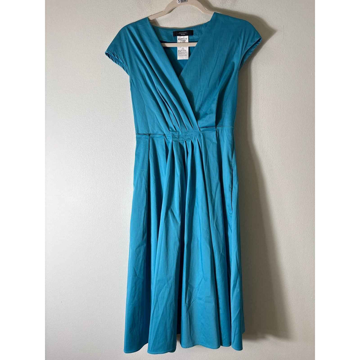 Weekend Max Mara Teal Blue Sleeveless A-Line Midi Dress Sz 2