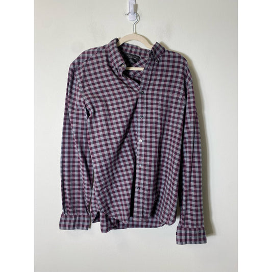 Bloomingdales The Men's Store Red Plaid Button Down Sz L