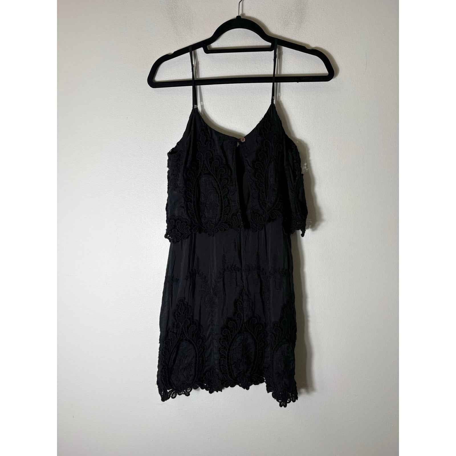 Dolce Vita Spaghetti Strap Black Cotton Lace Mini Dress Sz S