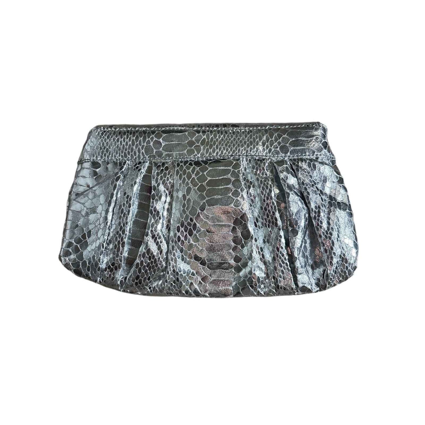 Carlos Falchi Silver Snake Skin Crossboy bag/Clutch Purse Sz 10"x6"