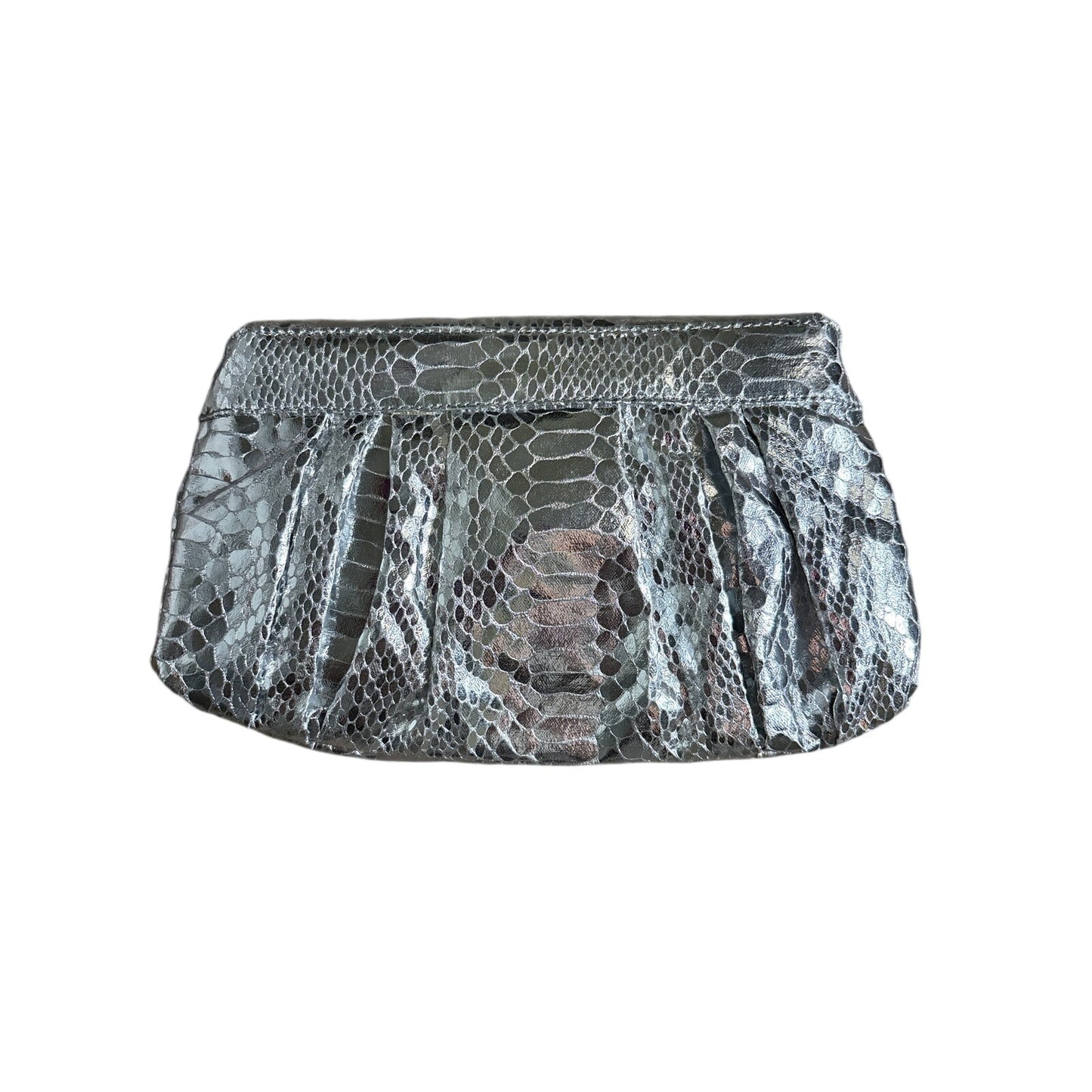 Carlos Falchi Silver Snake Skin Crossboy bag/Clutch Purse Sz 10"x6"
