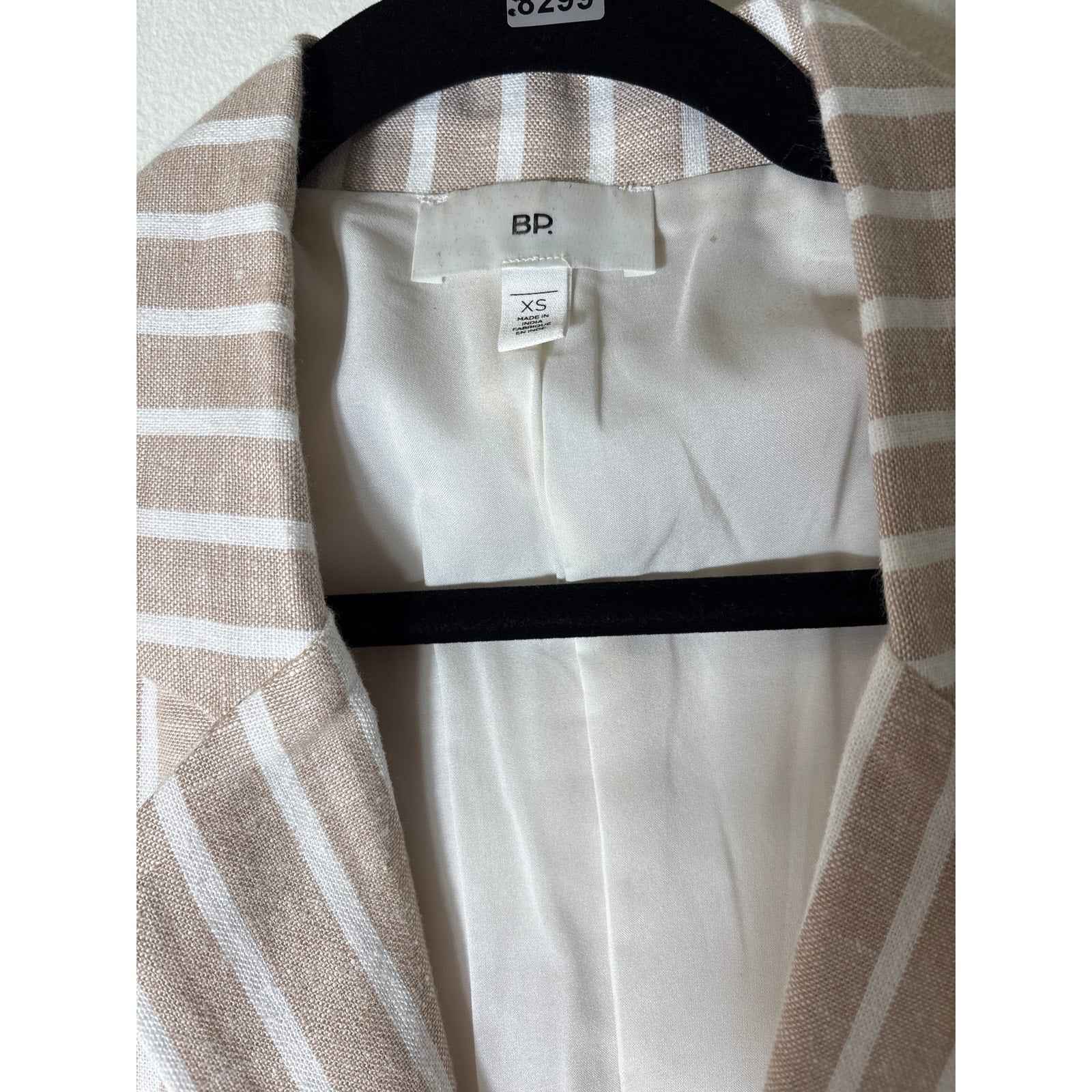 Boston Proper Tan and Cream Striped Jacket Sz XS