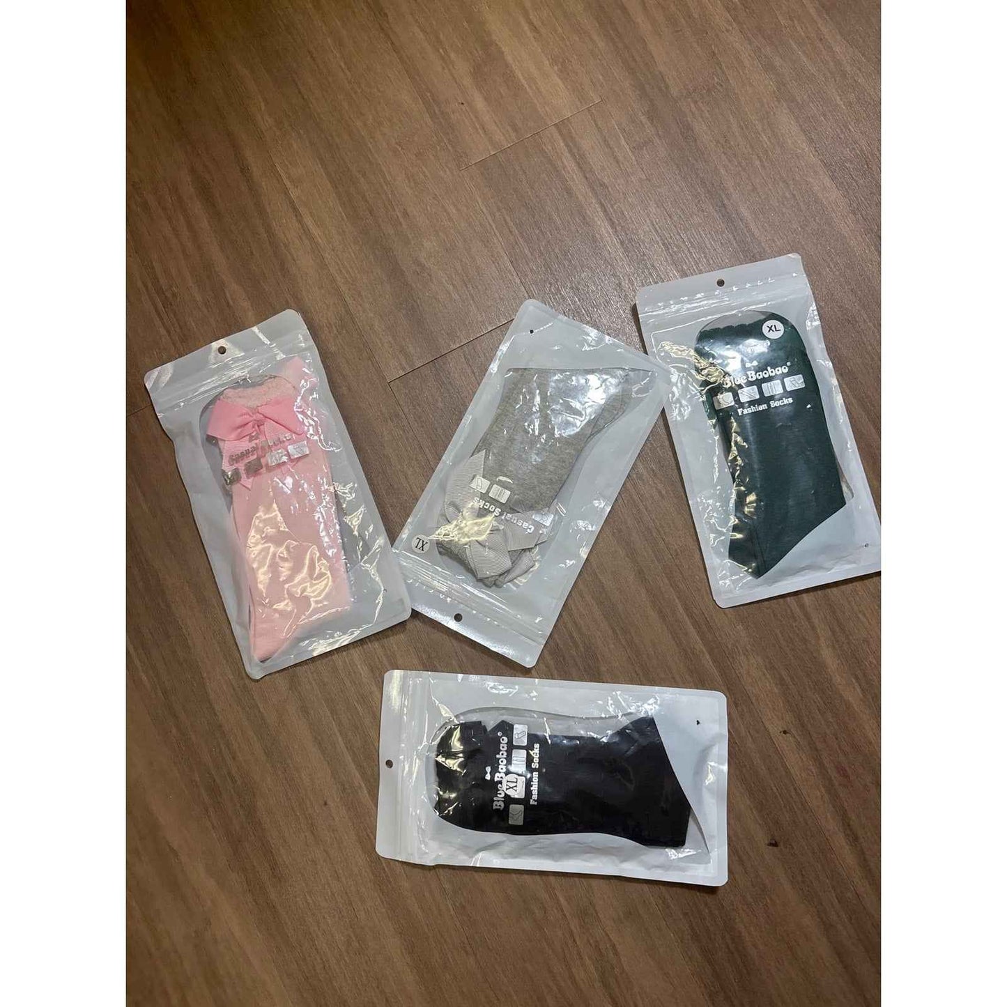 NWT Blue Baobao Girls Bundle of 4 Socks Sz XL