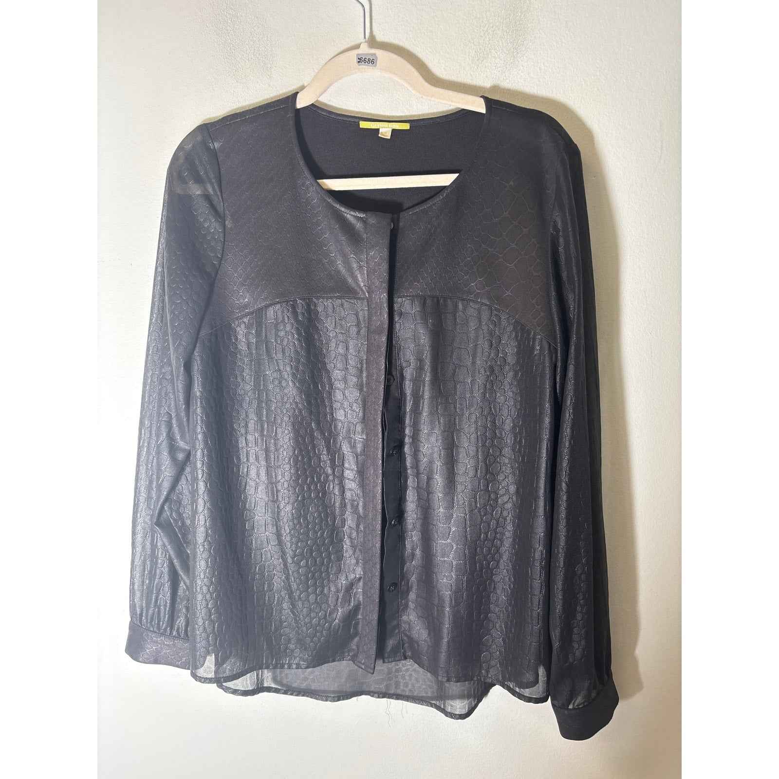 Gianni bini Black Croc Print Button Up Blouse Sz M