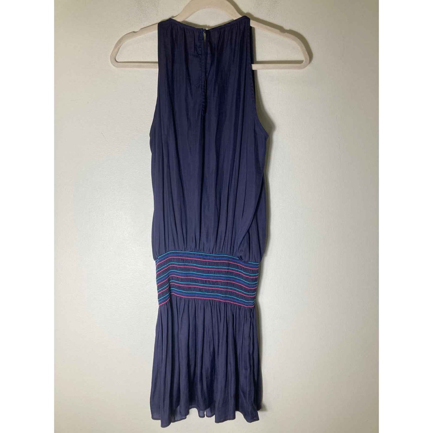 Do + Be Navy Blue Smocked Waist Mini Dress Sz M
