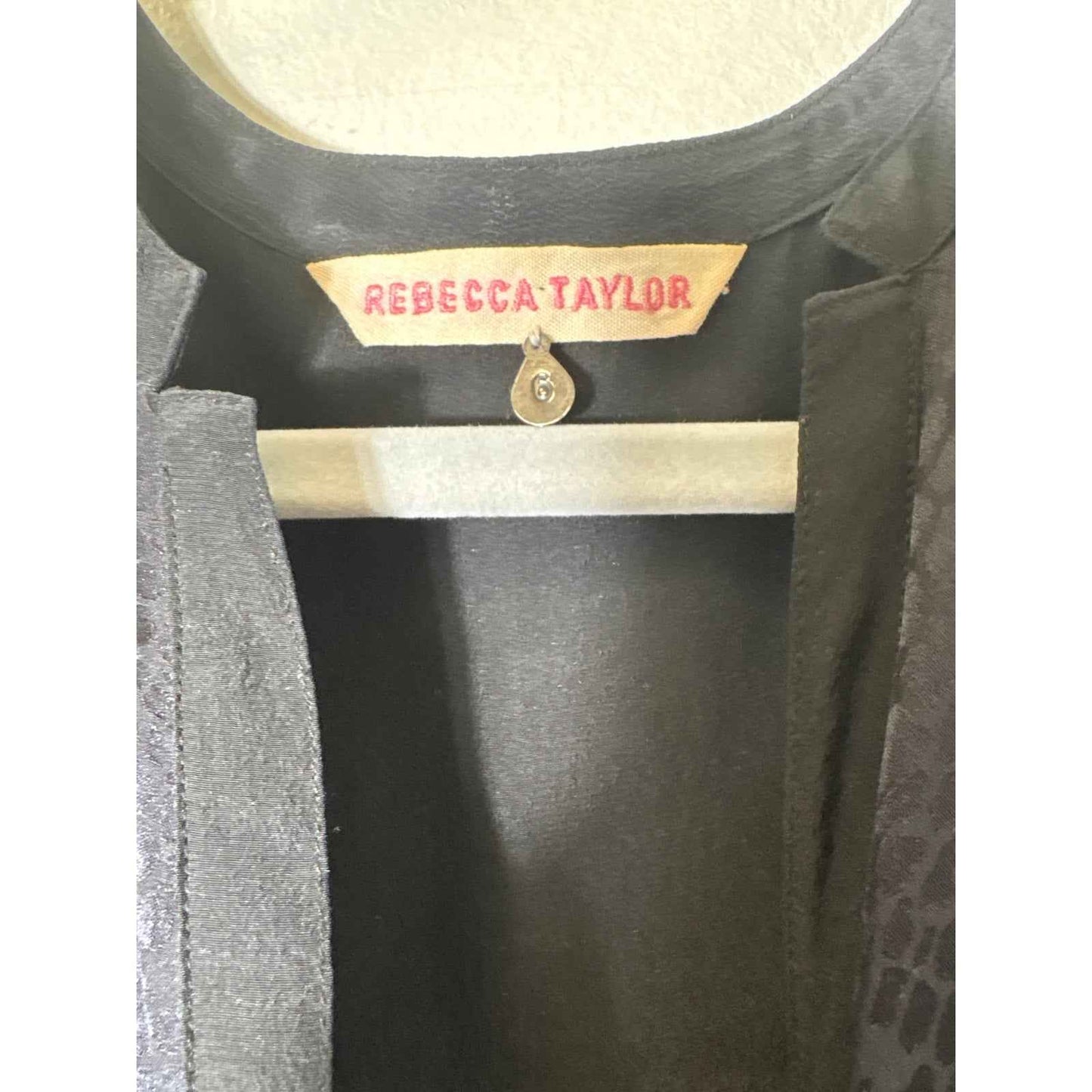 Rebecca Taylor Black Snake Skin Long Sleeve Silk Shirt Sz 6