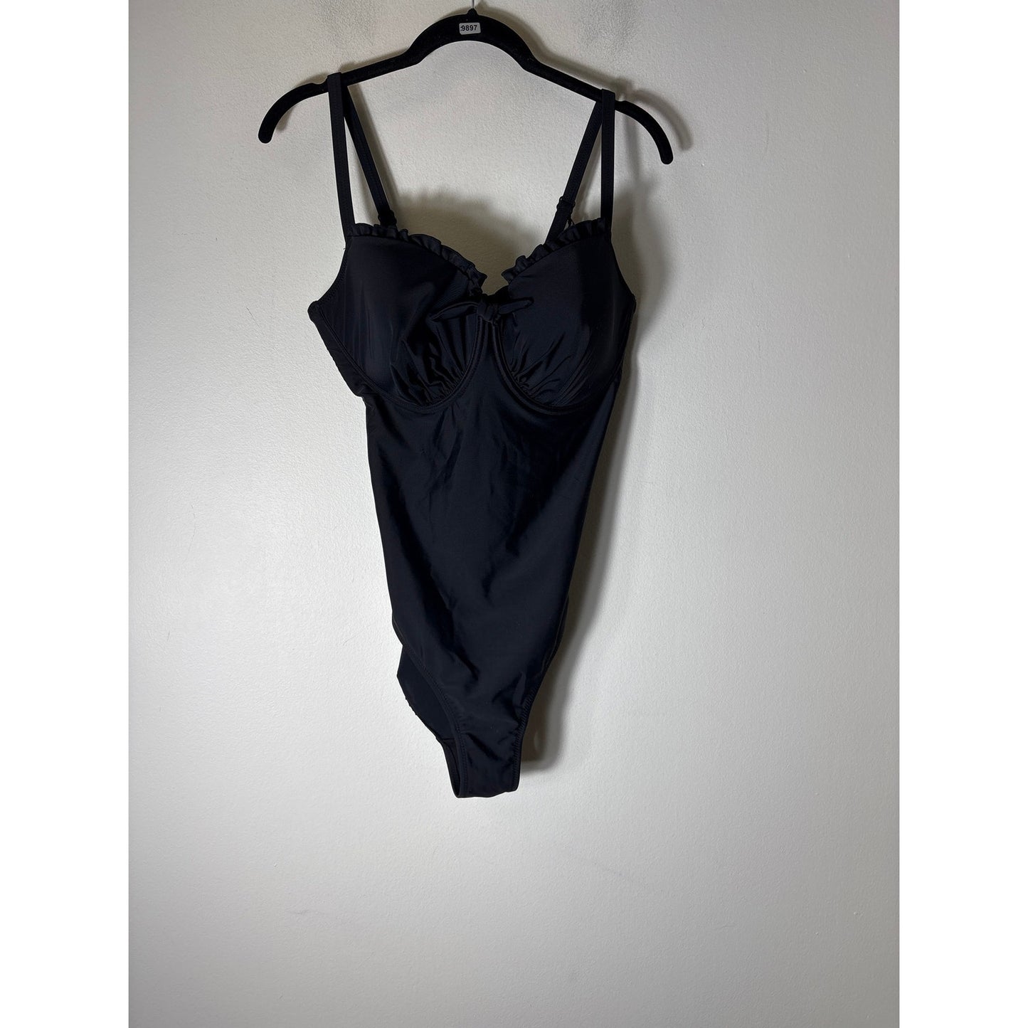 NWT Pour Moi Black Splash Padded Underwired Control Swimsuit Sz 34F (Med)
