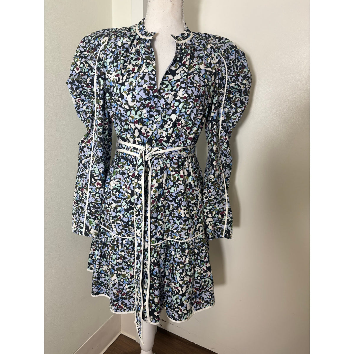 Marie Oliver Purple and Black Floral Mini Dress Sz XS