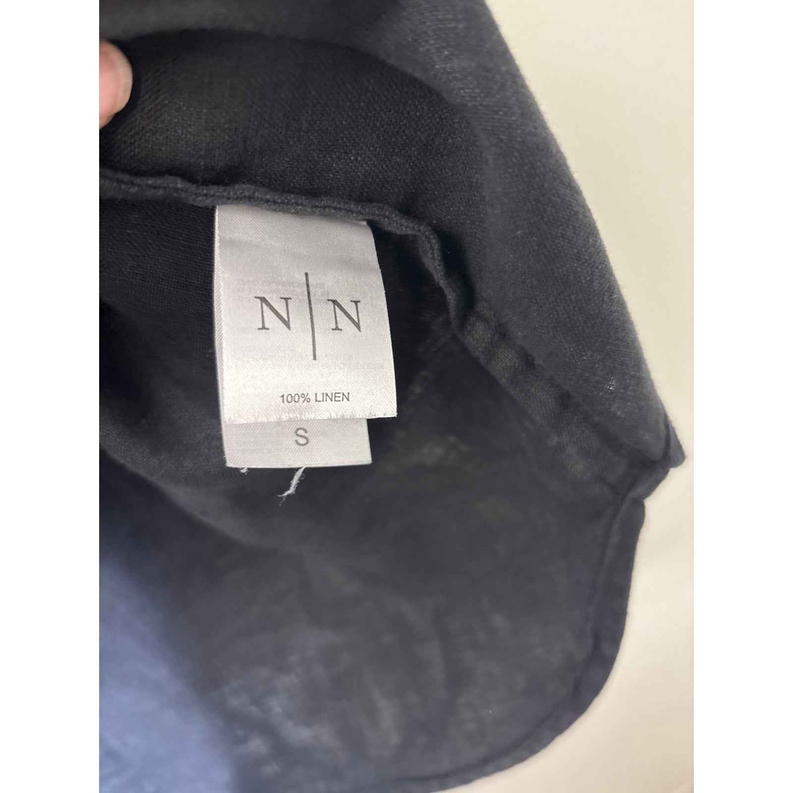 Neu Nomads Black Linen Button Up Hi/Low Hem Top Sz S