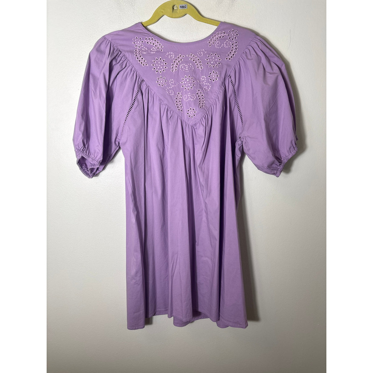 Strut and Bolt Lavender Half Puff Sleeve Cotton Knee Length Dress Sz M