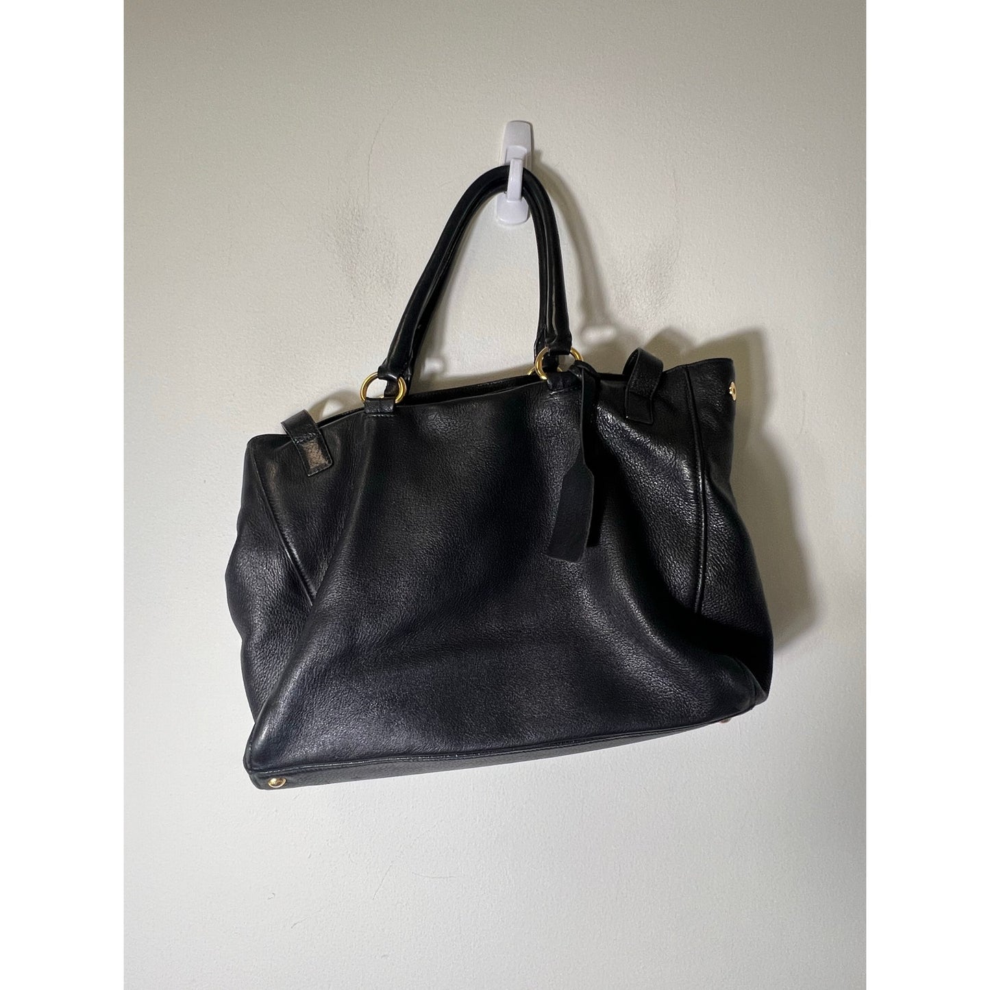 Prada Black Leather Expandable Tote Bag