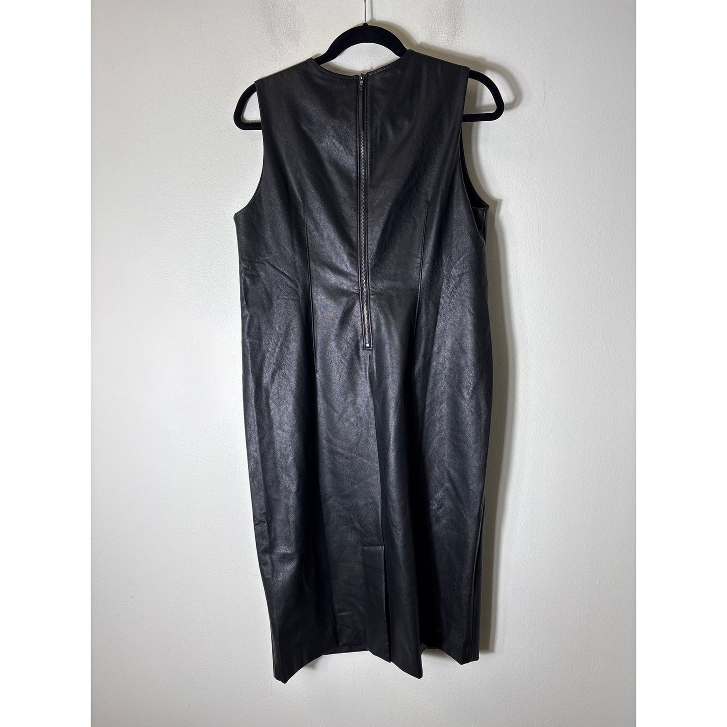 Spanx Black Faux Leather Sleeveless Maxi Collum Dress Sz L