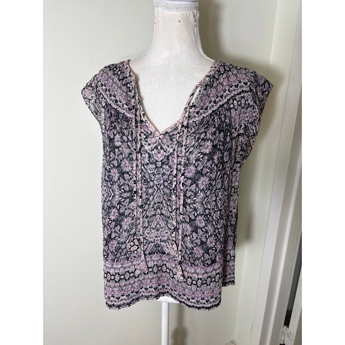 Rebecca Taylor Lavender Cap Sleeve V-Neck Top Sz 2