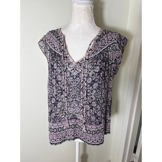 Rebecca Taylor Lavender Cap Sleeve V-Neck Top Sz 2