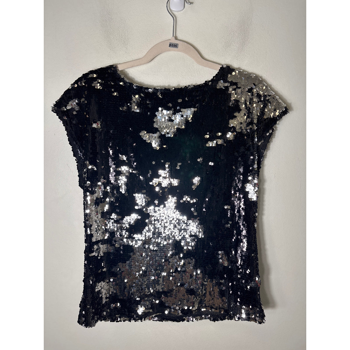 BB Dakota Black and Silver Sequin Party Top Sz XS