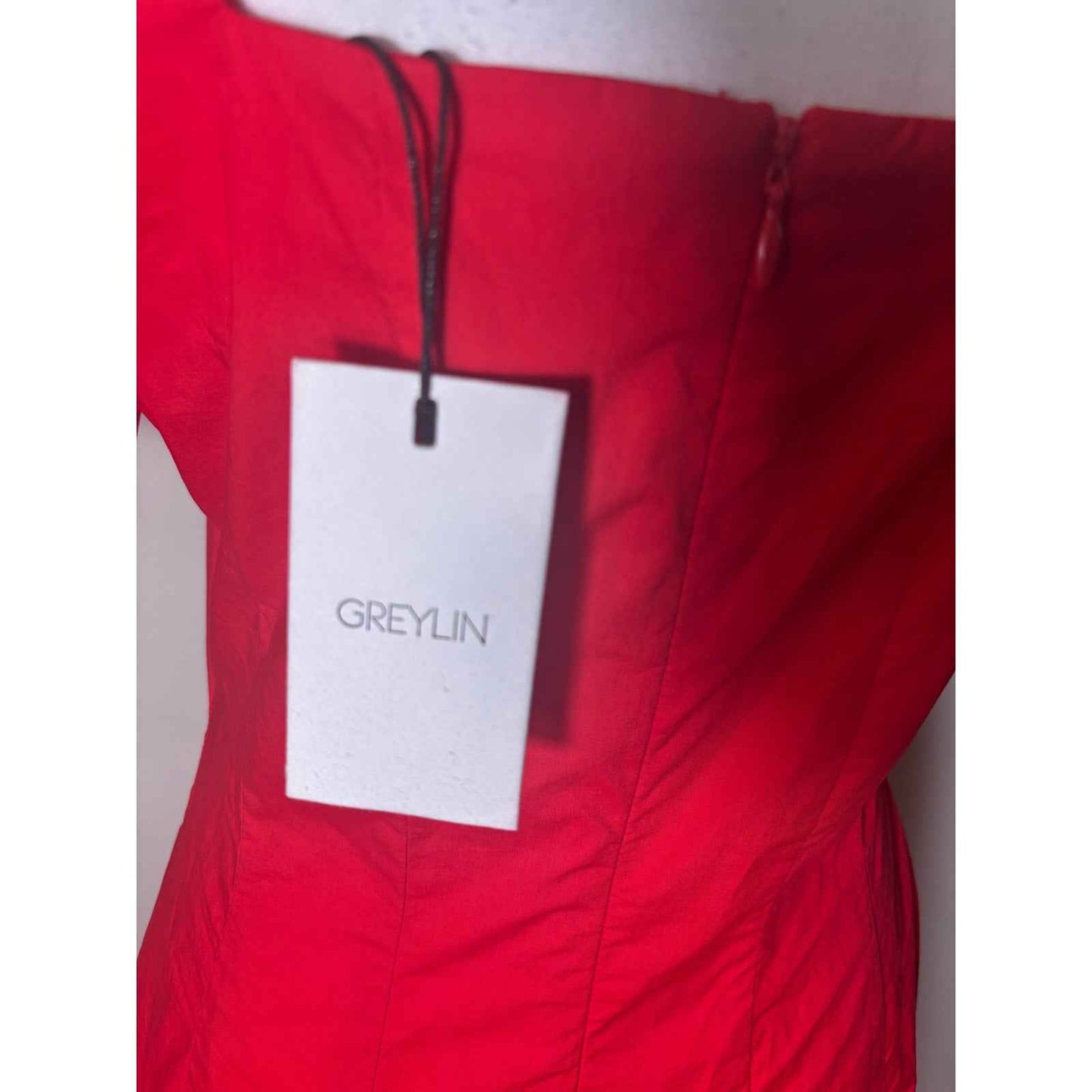 NWT Greylin Red Cotton Puff Sleeve Maxi Dress Sz S