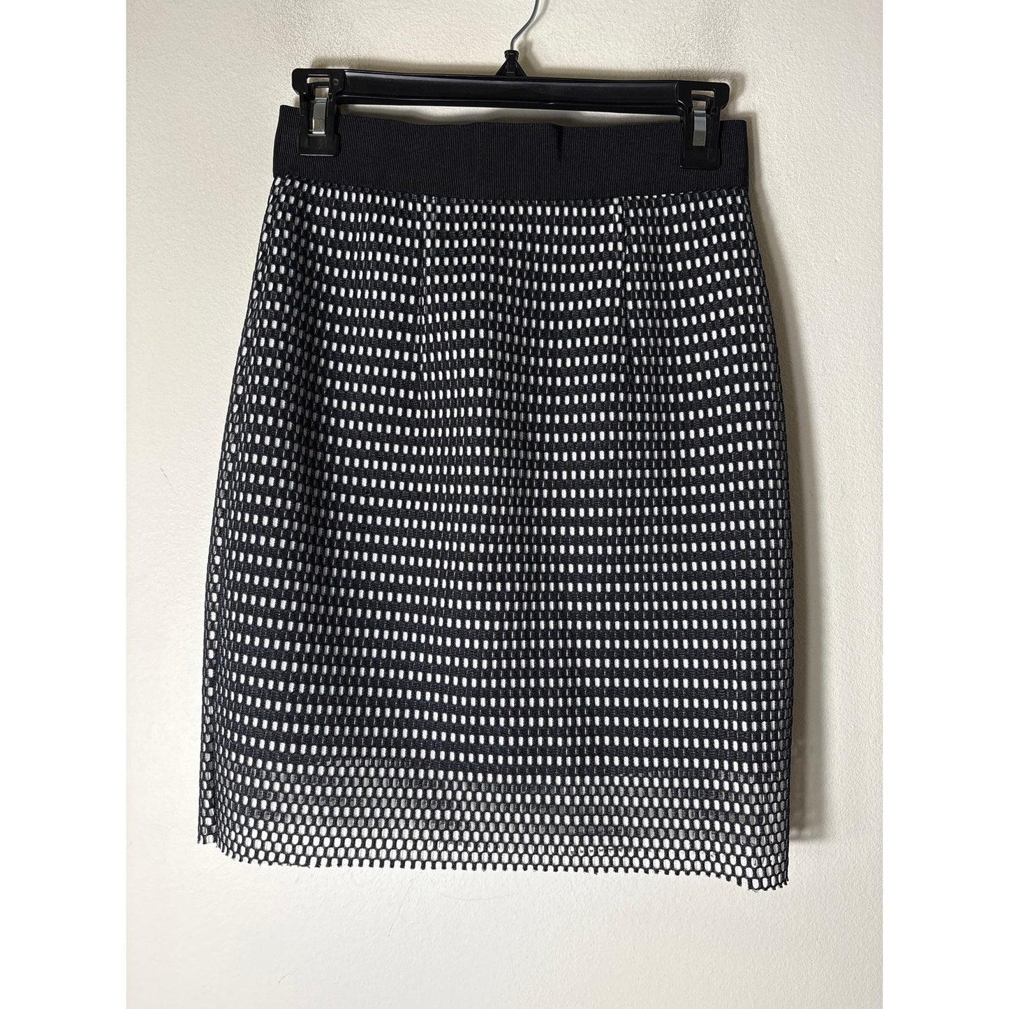Milly Black White Mesh Knee Length Pencil Skirt Sz 4