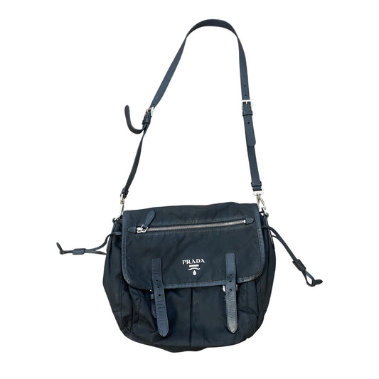 Prada Black Tessuto Nylon and Saffiano Leather Medium Messanger Bag