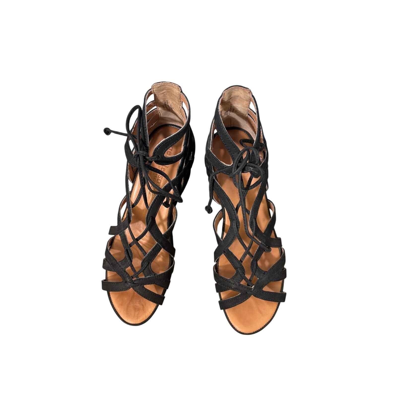 Gentle Sould Black Cage Wedges Sz 8