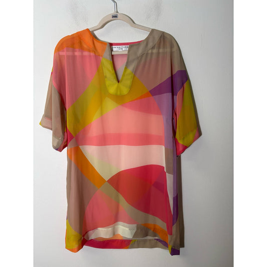 Trina Turk Multi Color Sheer Dress Sz 0