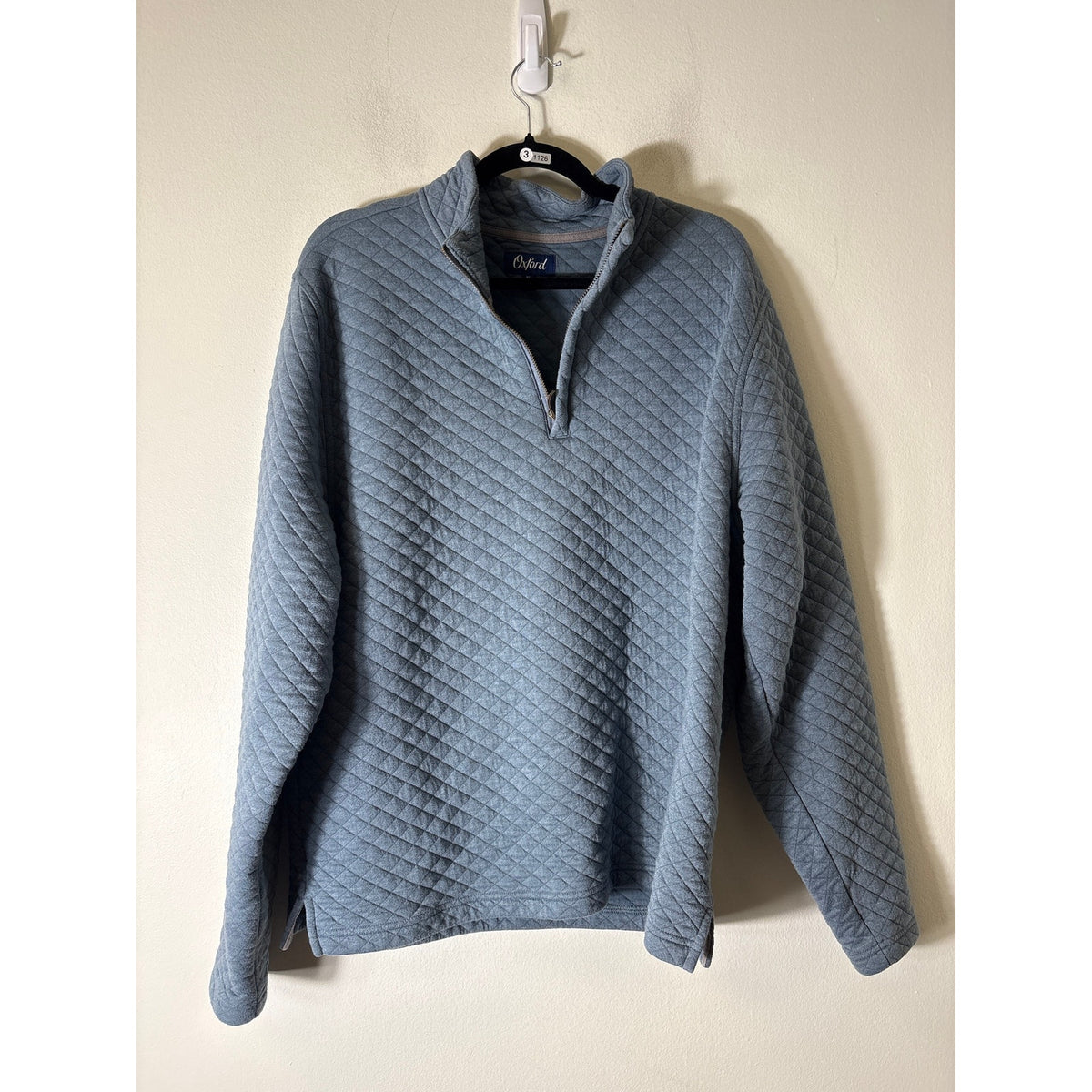 Men's Oxford Blue Long Sleeve Quilted Pullover Sz XL