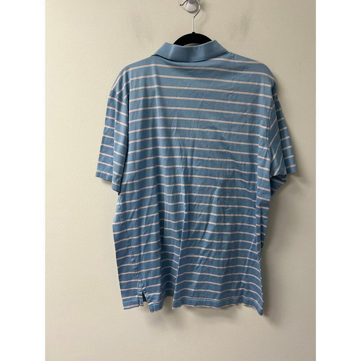 Martin Mens Polo Blue Pink White Stripe Size Large