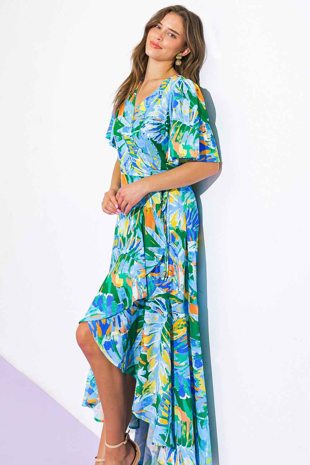 UNEXPECTED SURPRISE WOVEN HI-LO DRESS